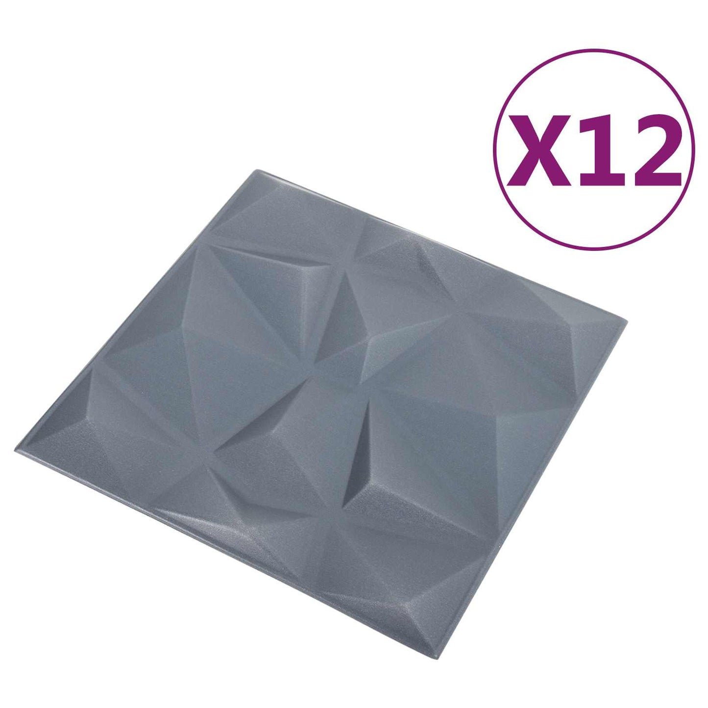 Wandpaneele 12 stk. 50 x 50 cm Diamant Grau XPS Schaum