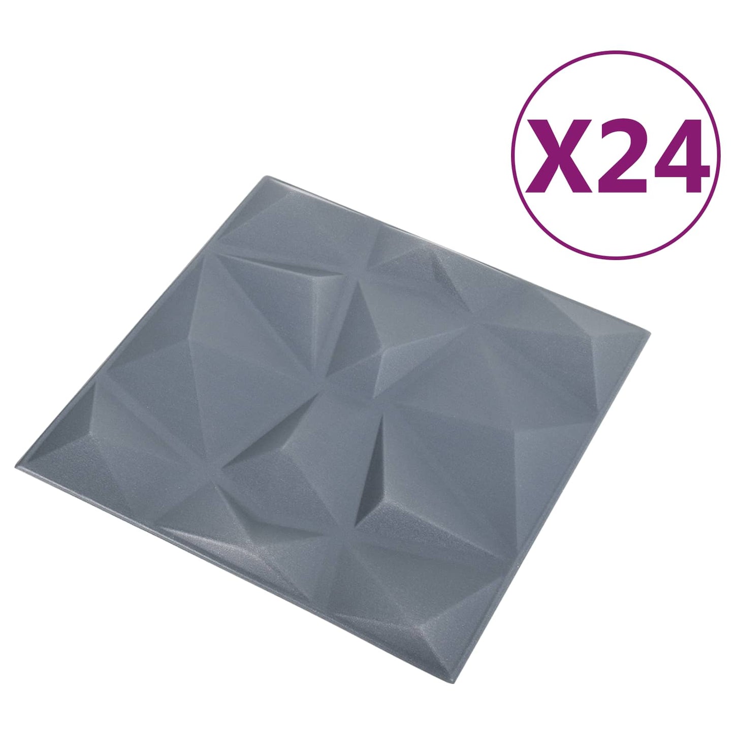 Wandpaneele 24 stk. 50 x 50 cm Diamant Grau XPS Schaum
