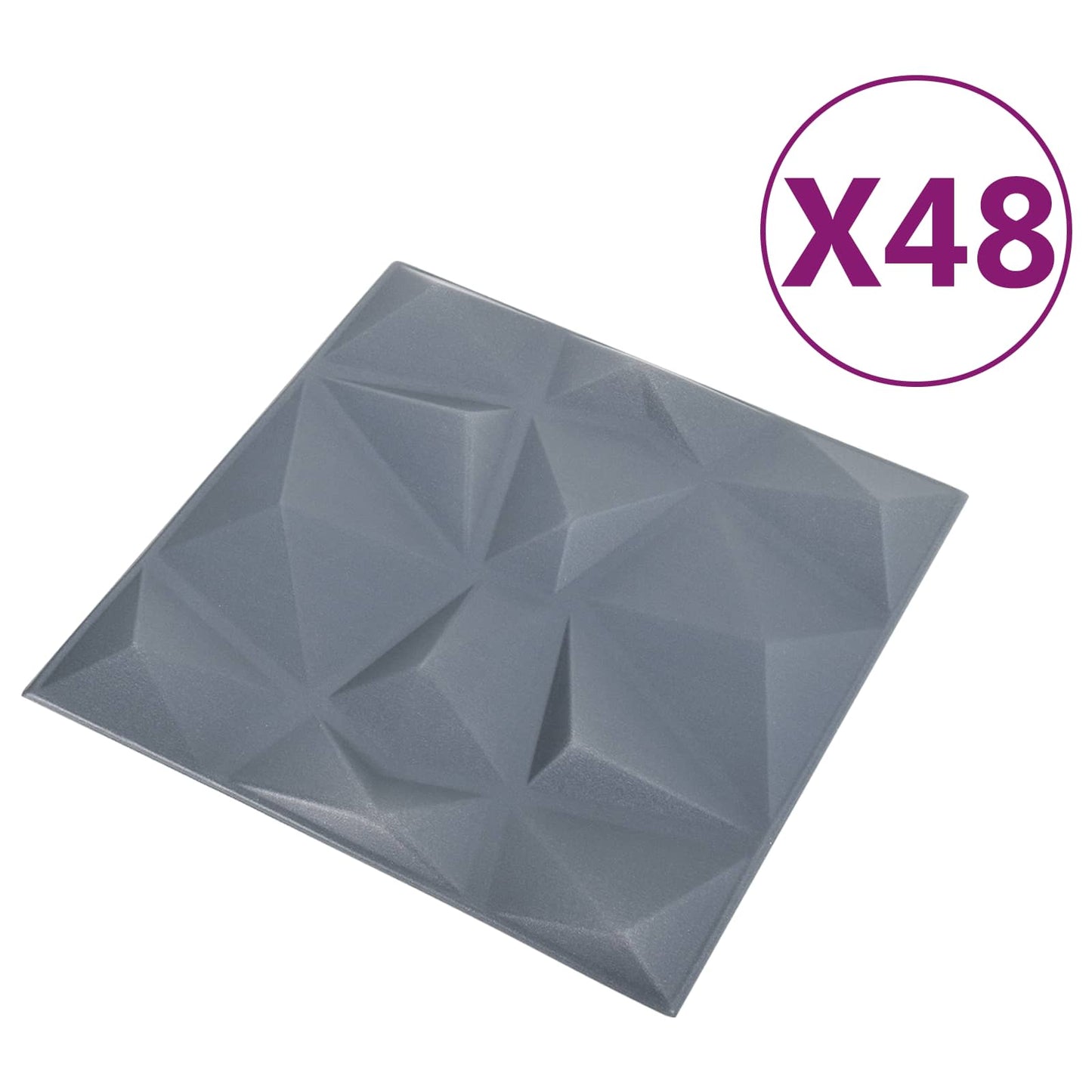 Wandpaneele 48 stk. 50 x 50 cm Diamant Grau XPS Schaum
