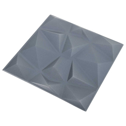 Wandpaneele 12 stk. 50 x 50 cm Origami Grau XPS Schaum