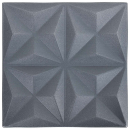 Wandpaneele 12 stk. 50 x 50 cm Origami Grau XPS Schaum