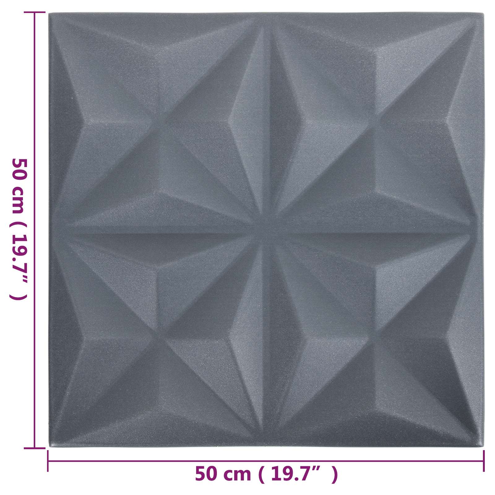 Wandpaneele 24 stk. 50 x 50 cm Origami Grau XPS Schaum
