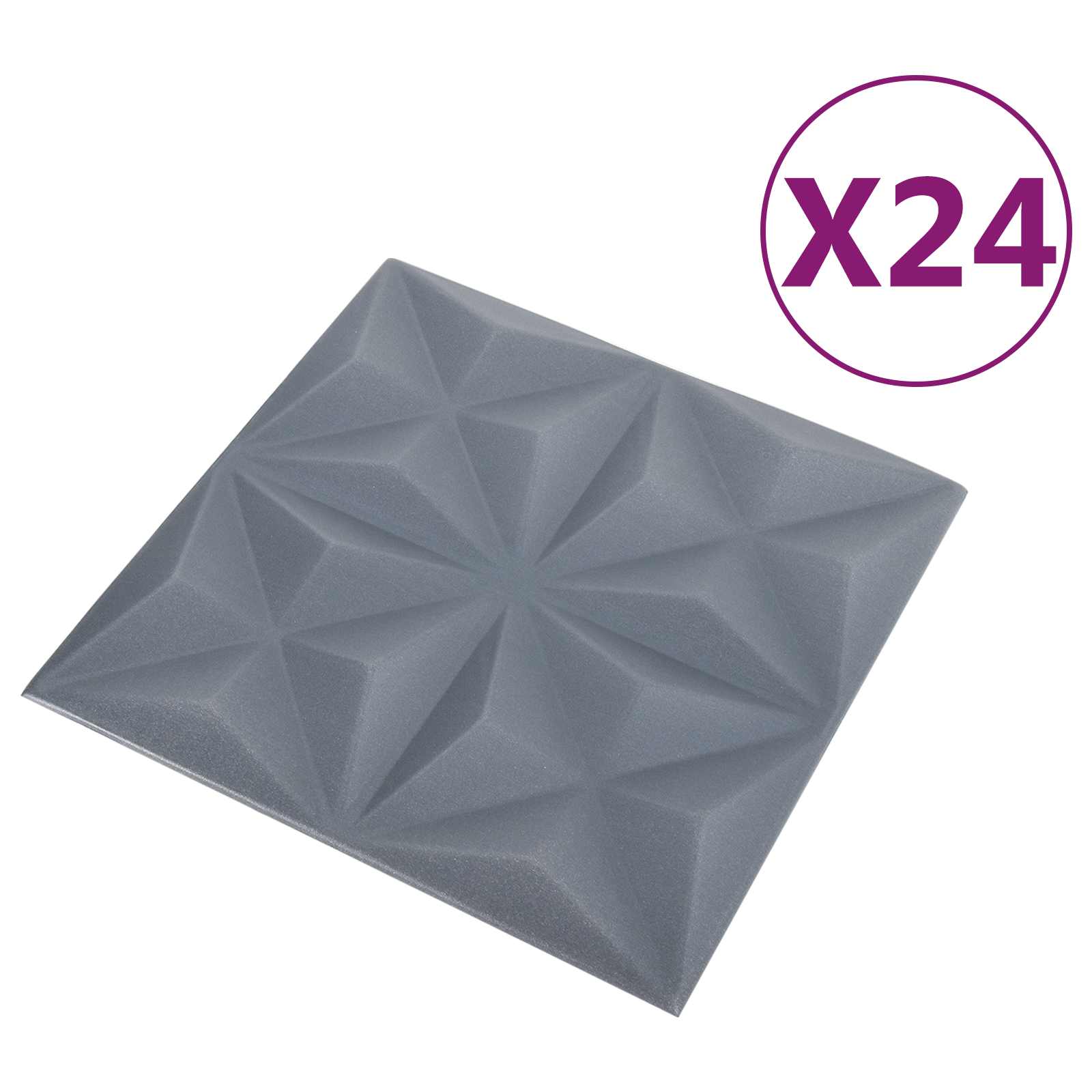 Wandpaneele 24 stk. 50 x 50 cm Origami Grau XPS Schaum