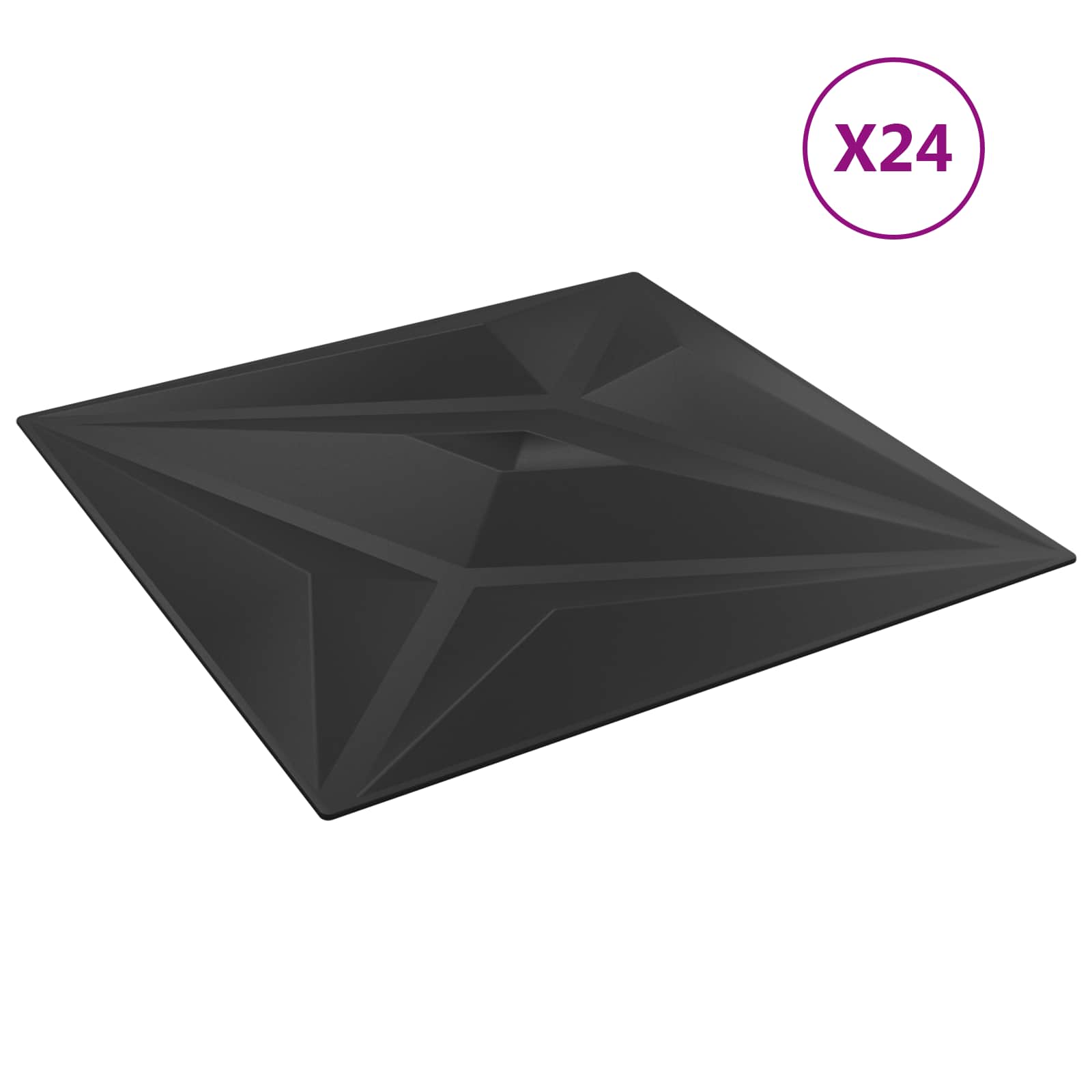 Wandpaneele 24 stk. 50 x 50 cm Schwarz Stern XPS Schaum