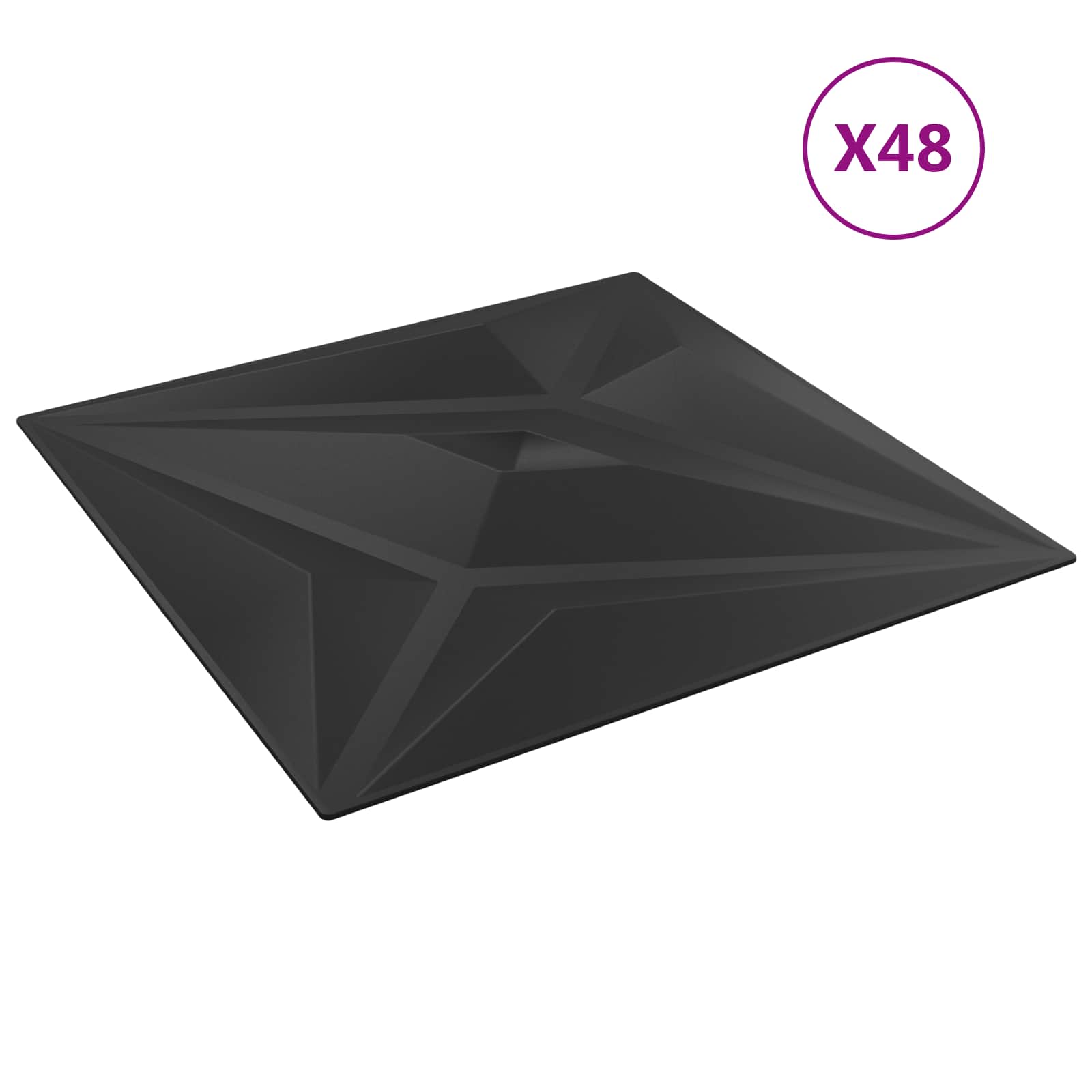Wandpaneele 48 stk. 50 x 50 cm Schwarz Stern XPS Schaum