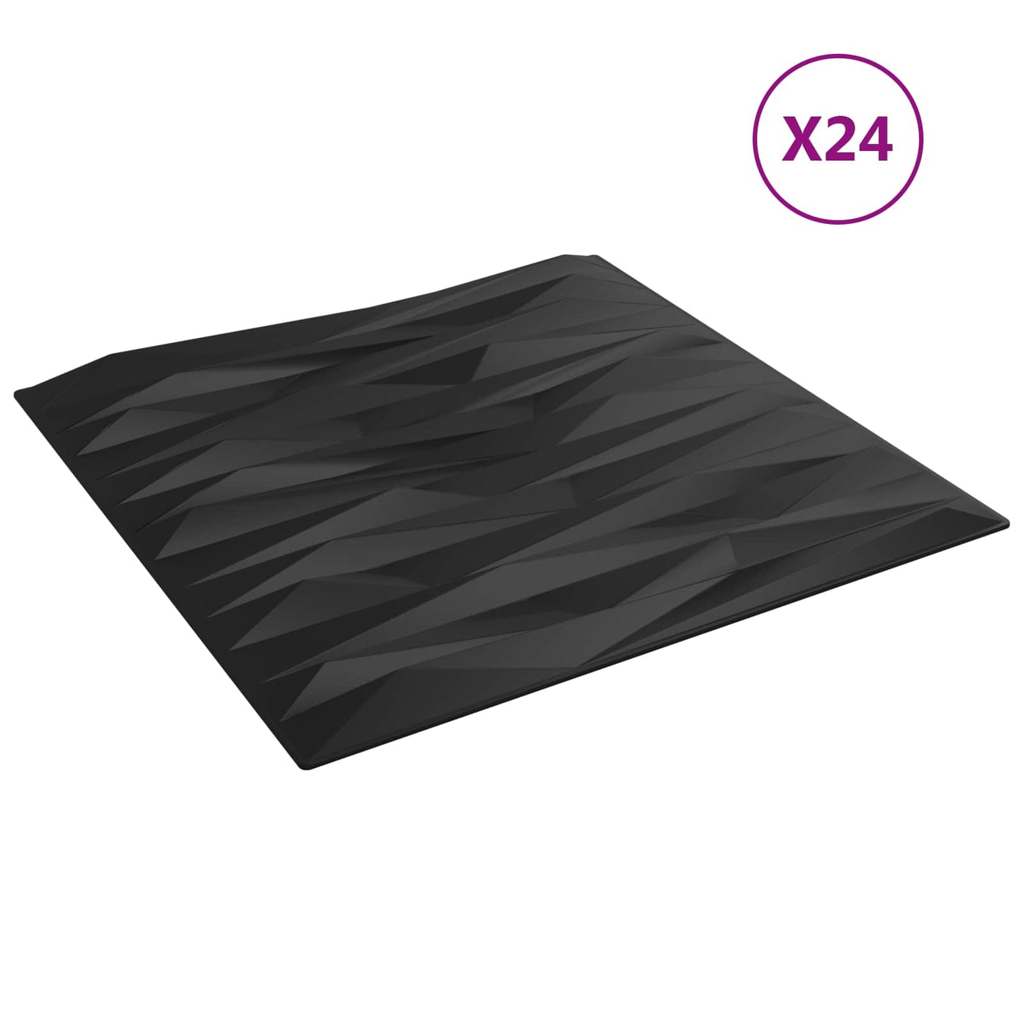 Wandpaneele 24 stk. 50 x 50 cm Schwarz Stein XPS Schaum