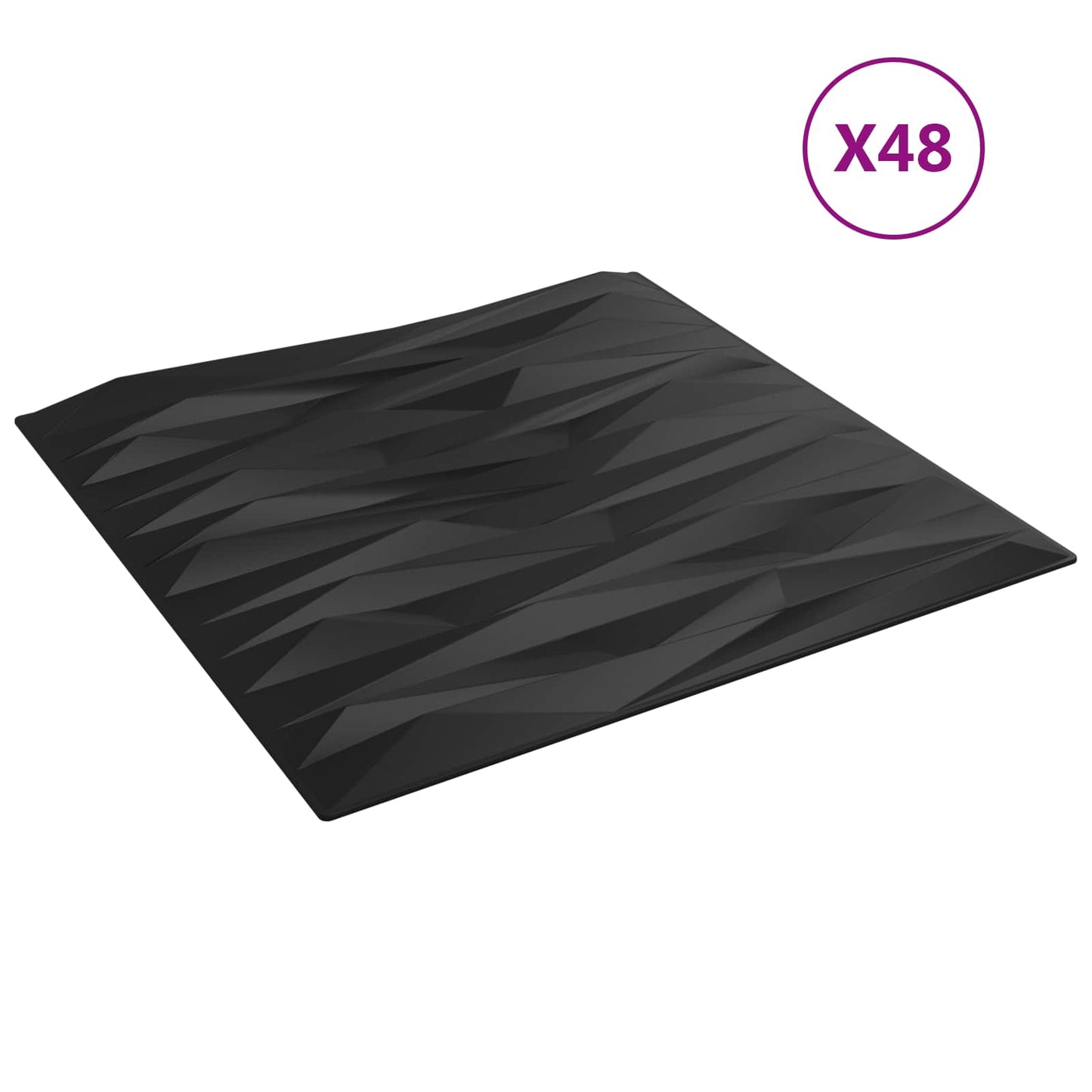 Wandpaneele 48 stk. 50 x 50 cm Schwarz Stein XPS Schaum
