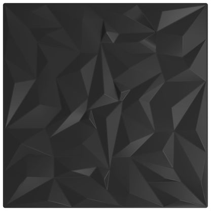 Wandpaneele 24 stk. 50 x 50 cm Schwarz XPS Schaum