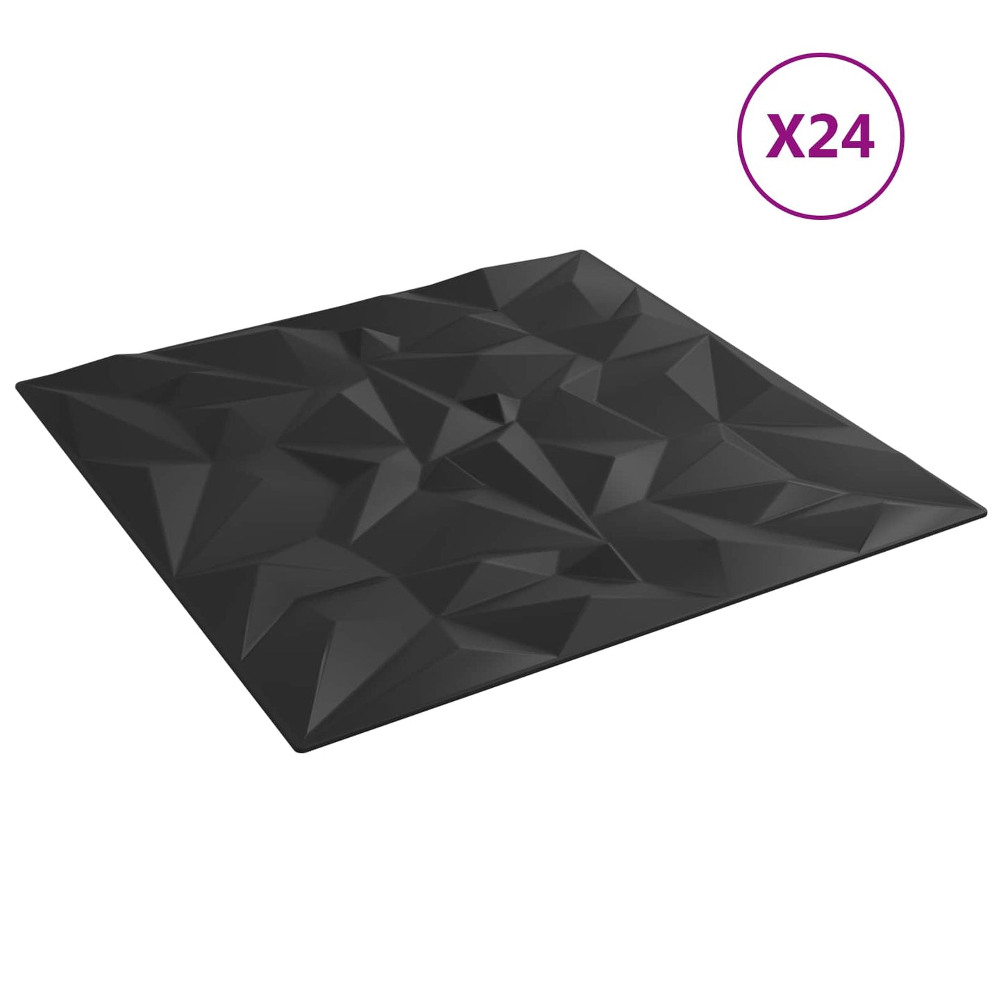 Wandpaneele 24 stk. 50 x 50 cm Schwarz XPS Schaum