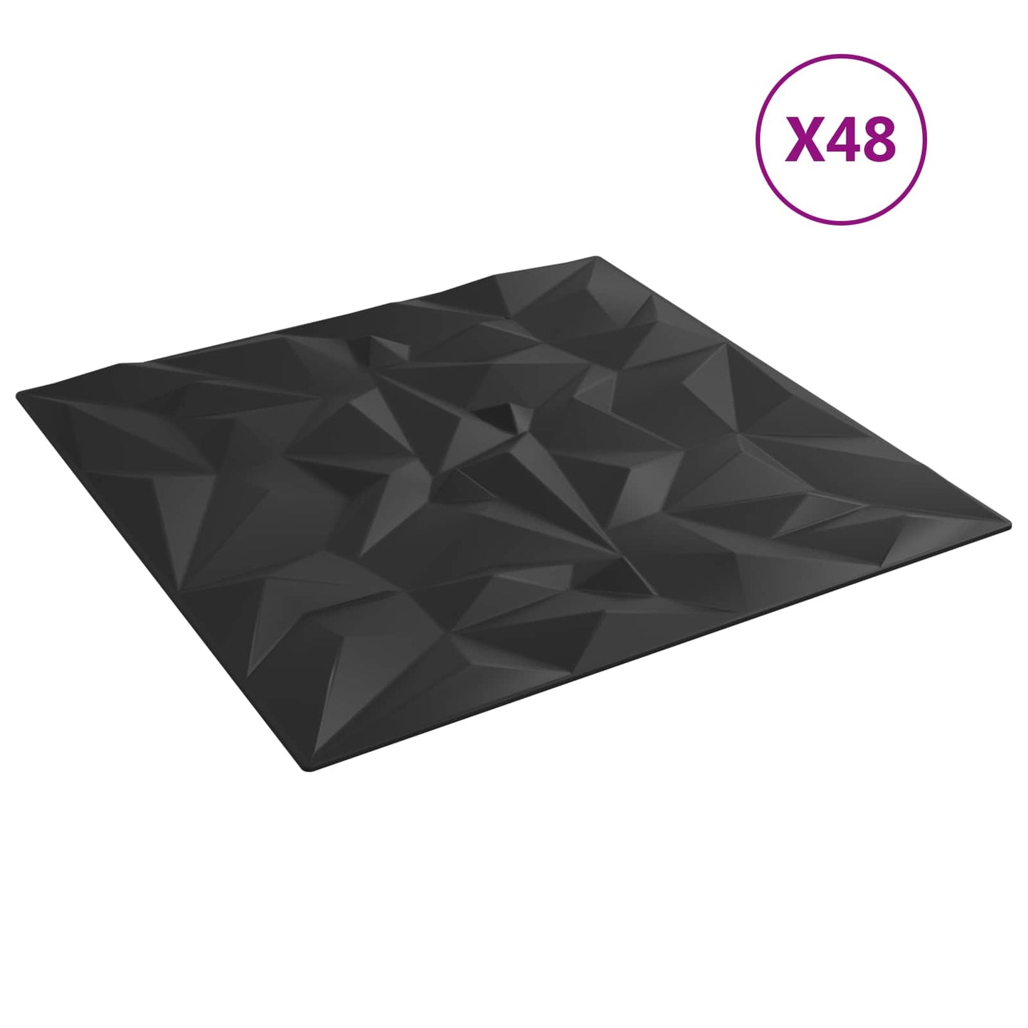 Wandpaneele 48 stk. 50 x 50 cm Schwarz XPS Schaum