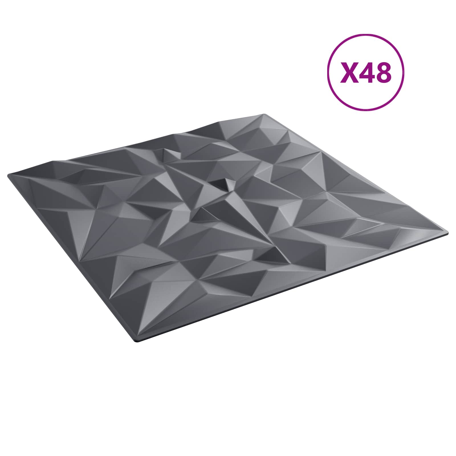 Wandpaneele 48 stk. 50 x 50 cm Amethyst Grau XPS Schaum