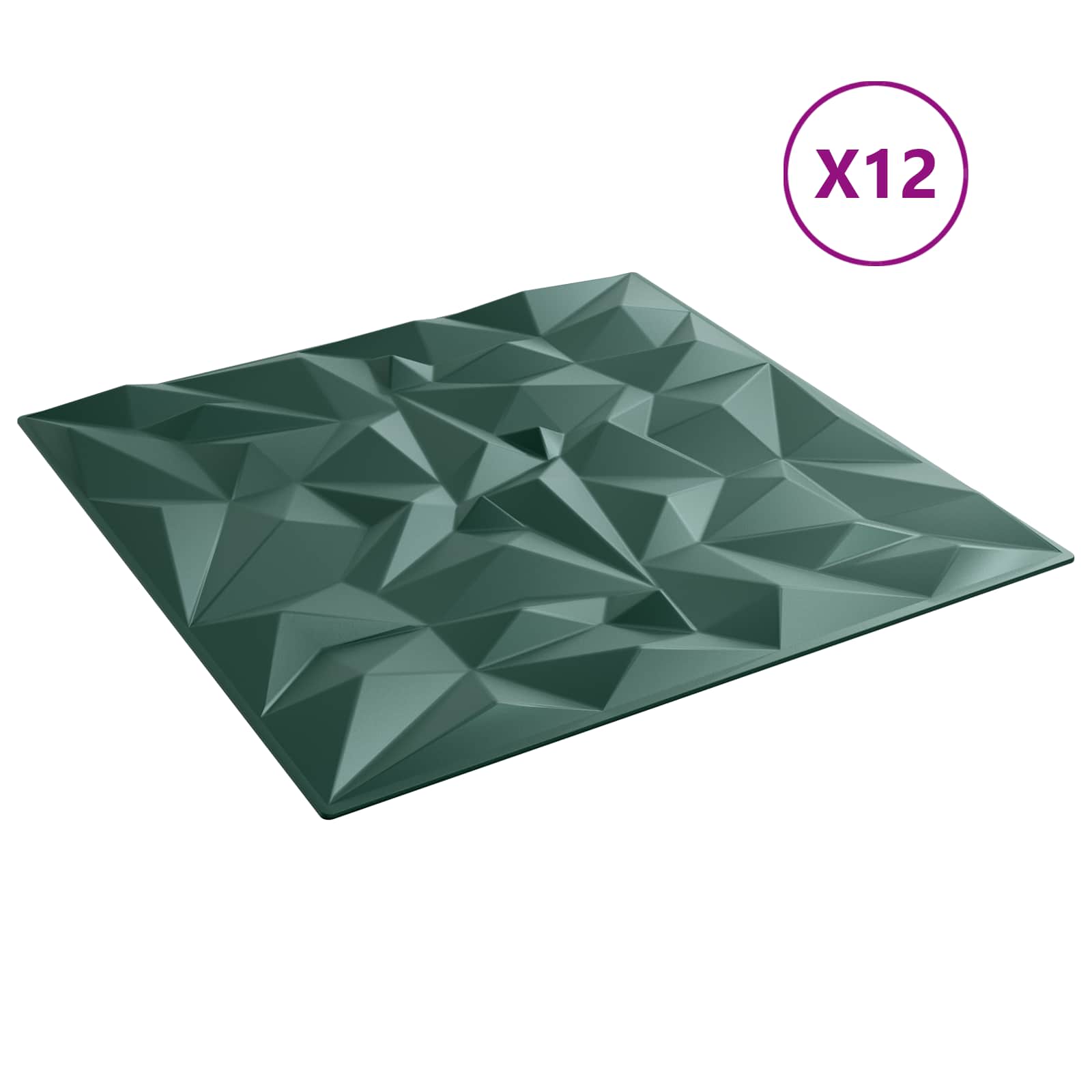 Wandpaneele 12 stk. 50 x 50 cm Amethyst Grün XPS Schaum