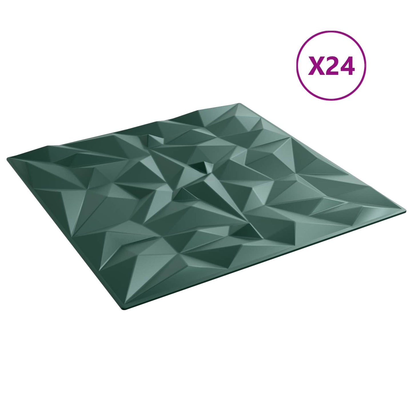 Wandpaneele 24 stk. 50 x 50 cm Amethyst Grün XPS Schaum