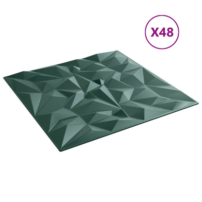 Wandpaneele 48 stk. 50 x 50 cm Amethyst Grün XPS Schaum