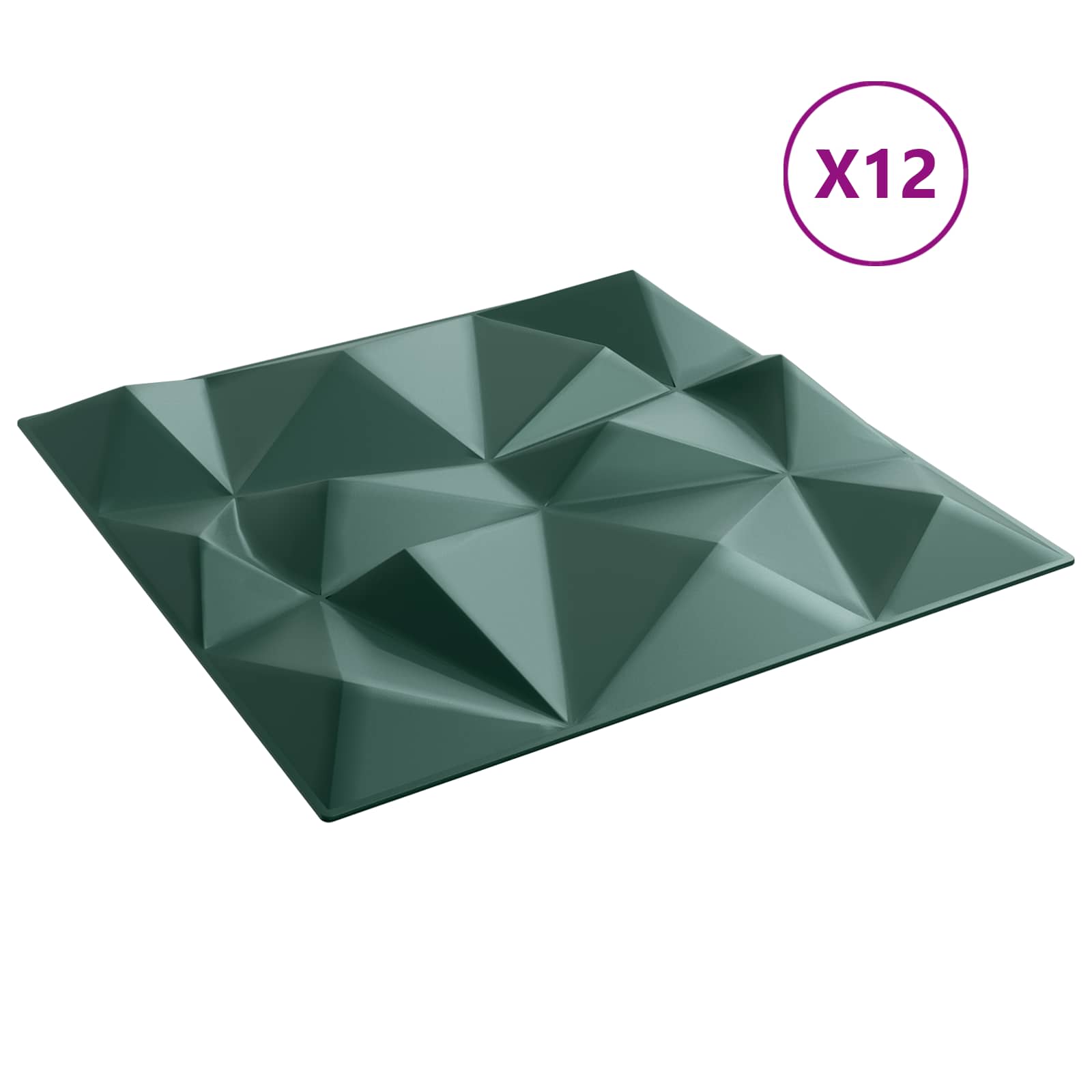 Wandpaneele 12 stk. 50 x 50 cm Diamant Grün XPS Schaum