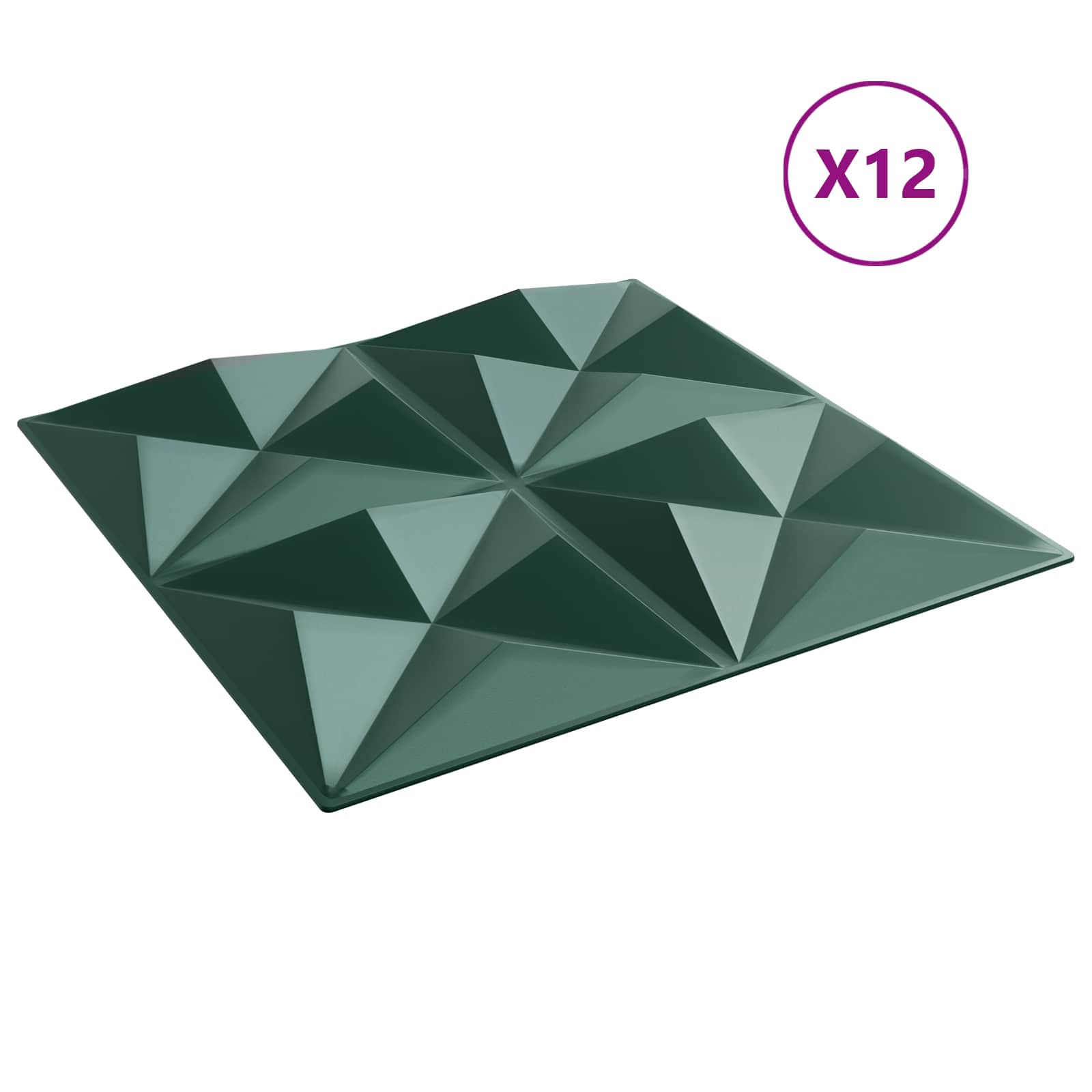 Wandpaneele 12 stk. 50 x 50 cm Origami Grün XPS Schaum