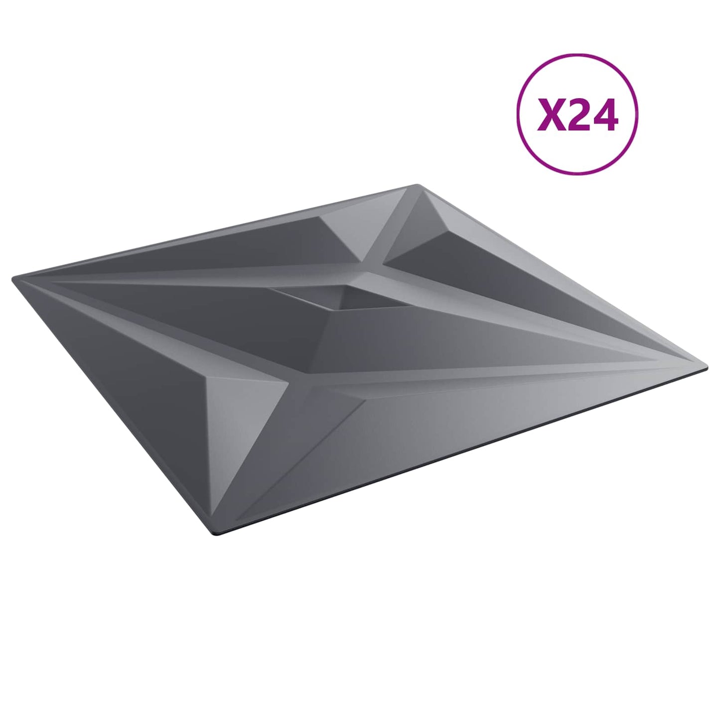 Wandpaneele 24 stk. 50 x 50 cm Stern Grau XPS Schaum