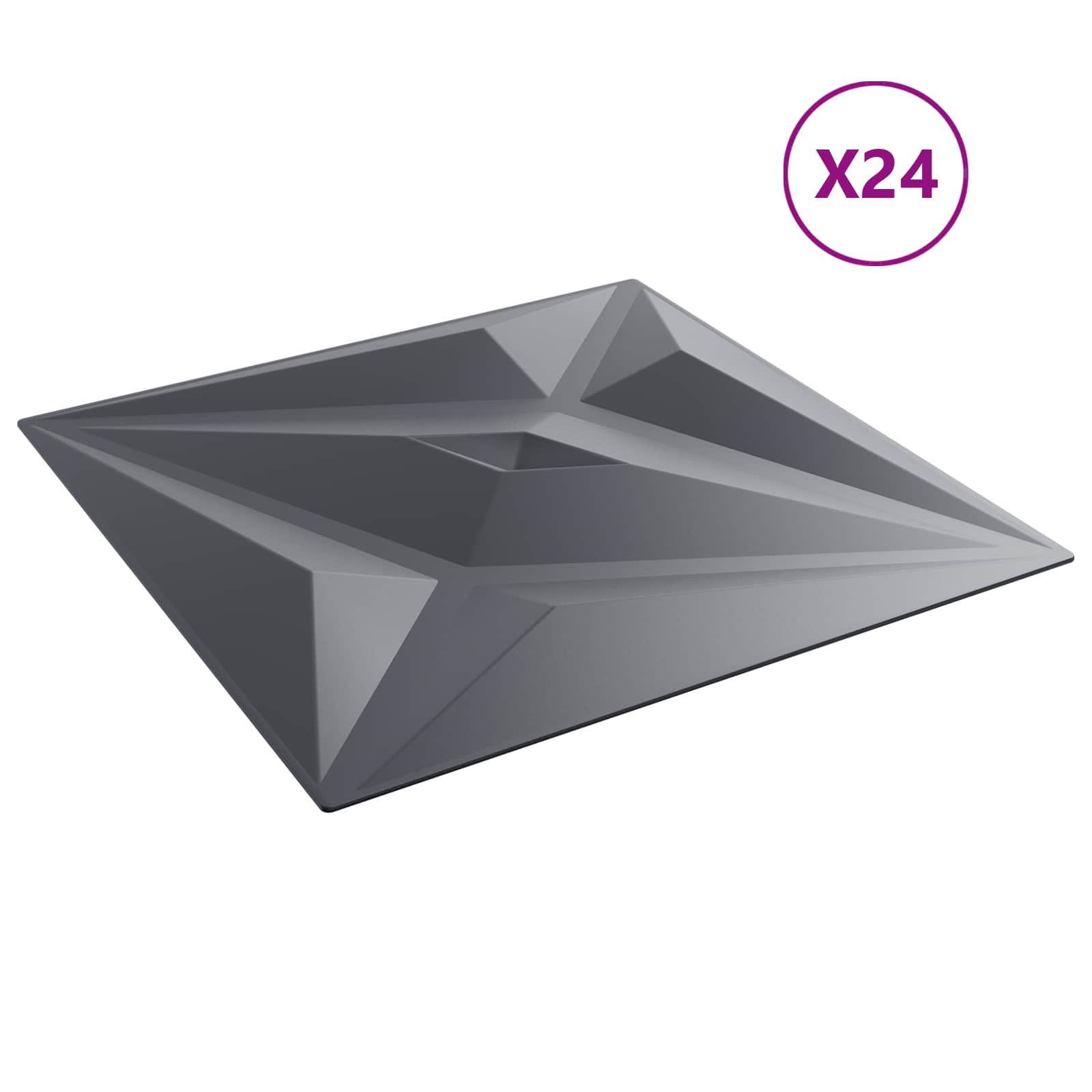 Wandpaneele 24 stk. 50 x 50 cm Stern Grau XPS Schaum