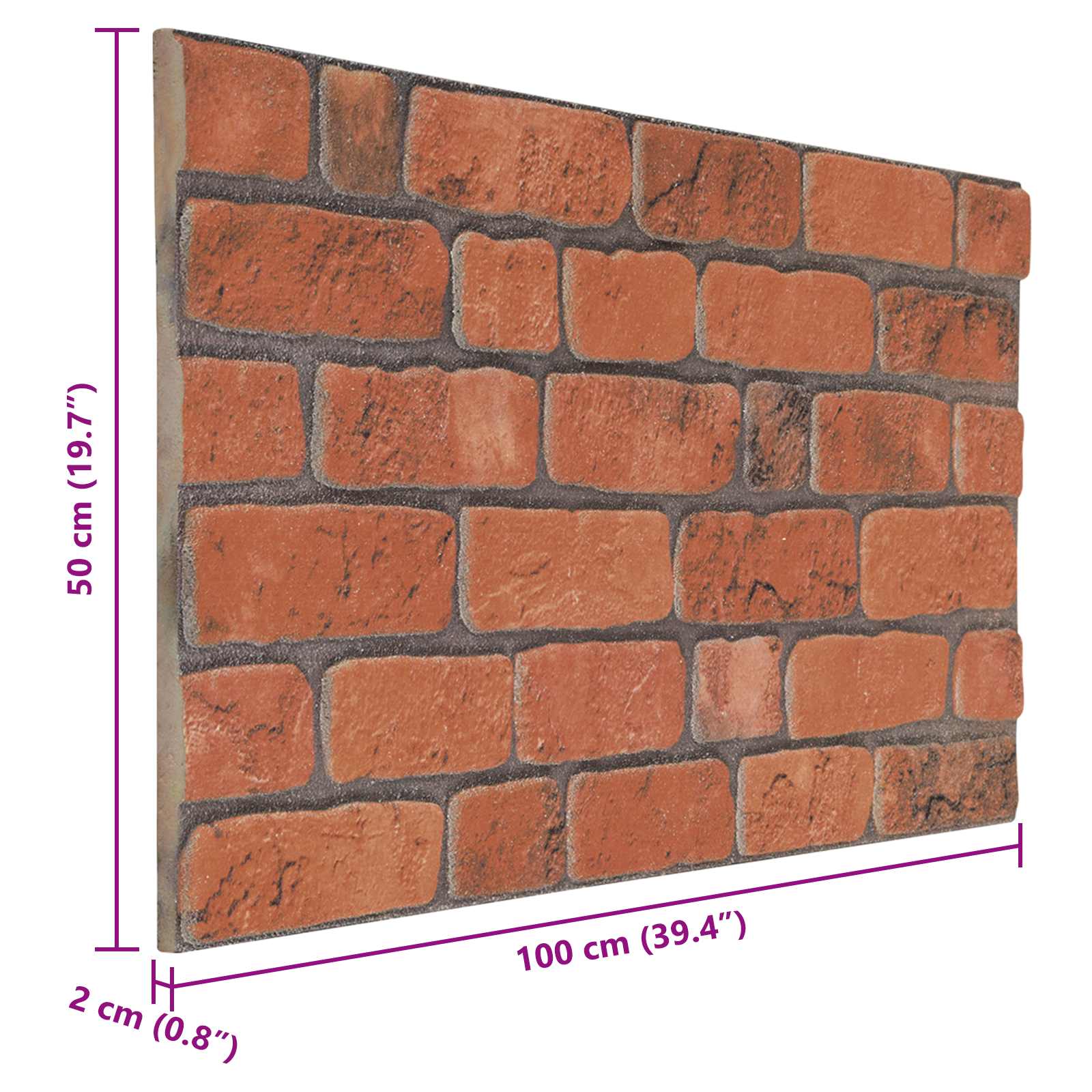 Wandpaneele 10 stk. 100 x 50 cm Terrakotta EPS-Schaum