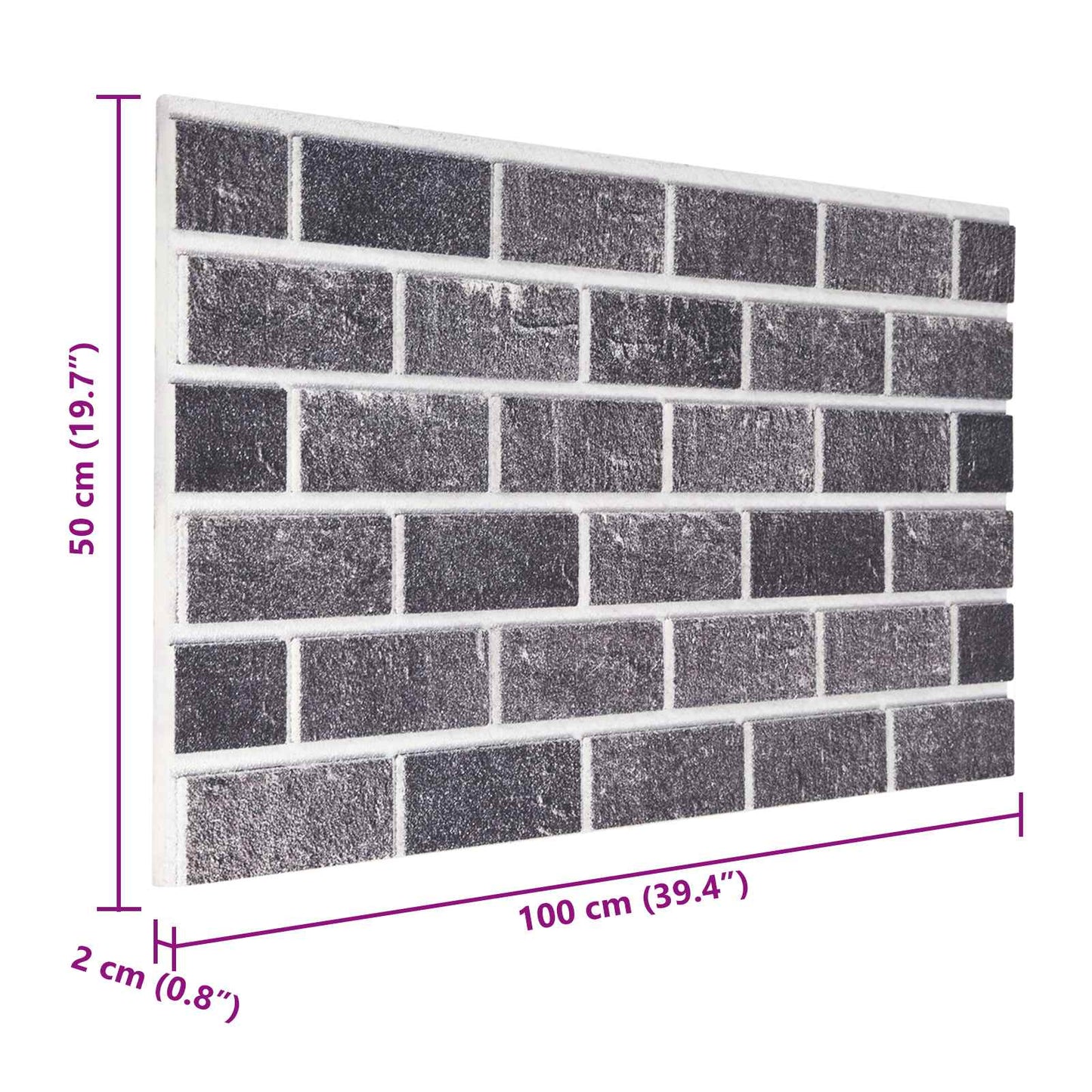 Wandpaneele 10 stk. 100 x 50 cm Schwarz und Grau EPS-Schaum