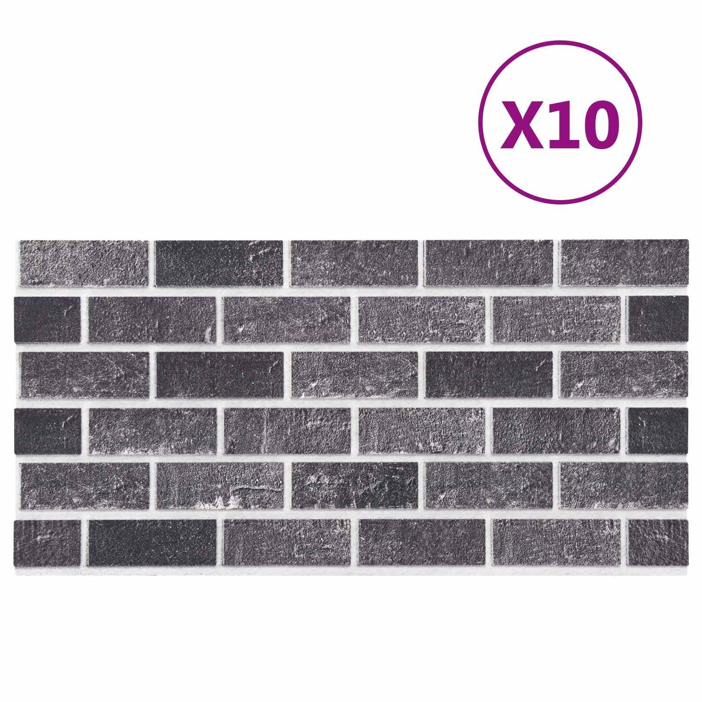 Wandpaneele 10 stk. 100 x 50 cm Schwarz und Grau EPS-Schaum