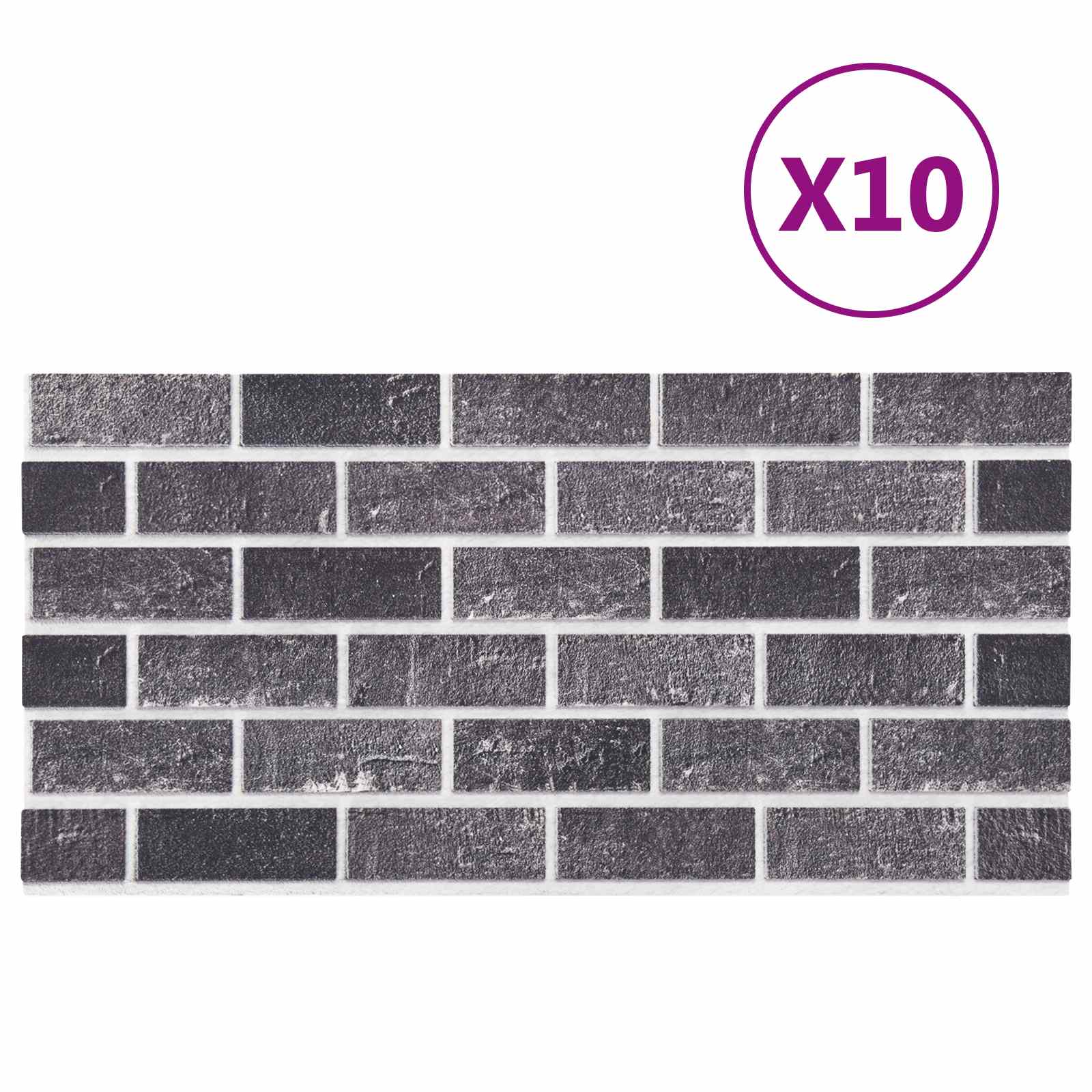 Wandpaneele 10 stk. 100 x 50 cm Schwarz und Grau EPS-Schaum