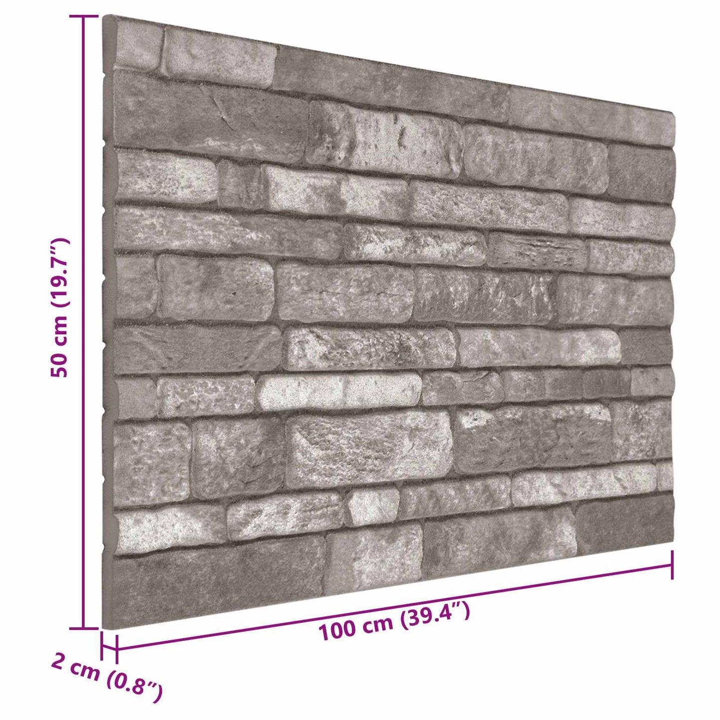 Wandpaneele 10 stk. 100 x 50 cm Dunkelgrau EPS-Schaum