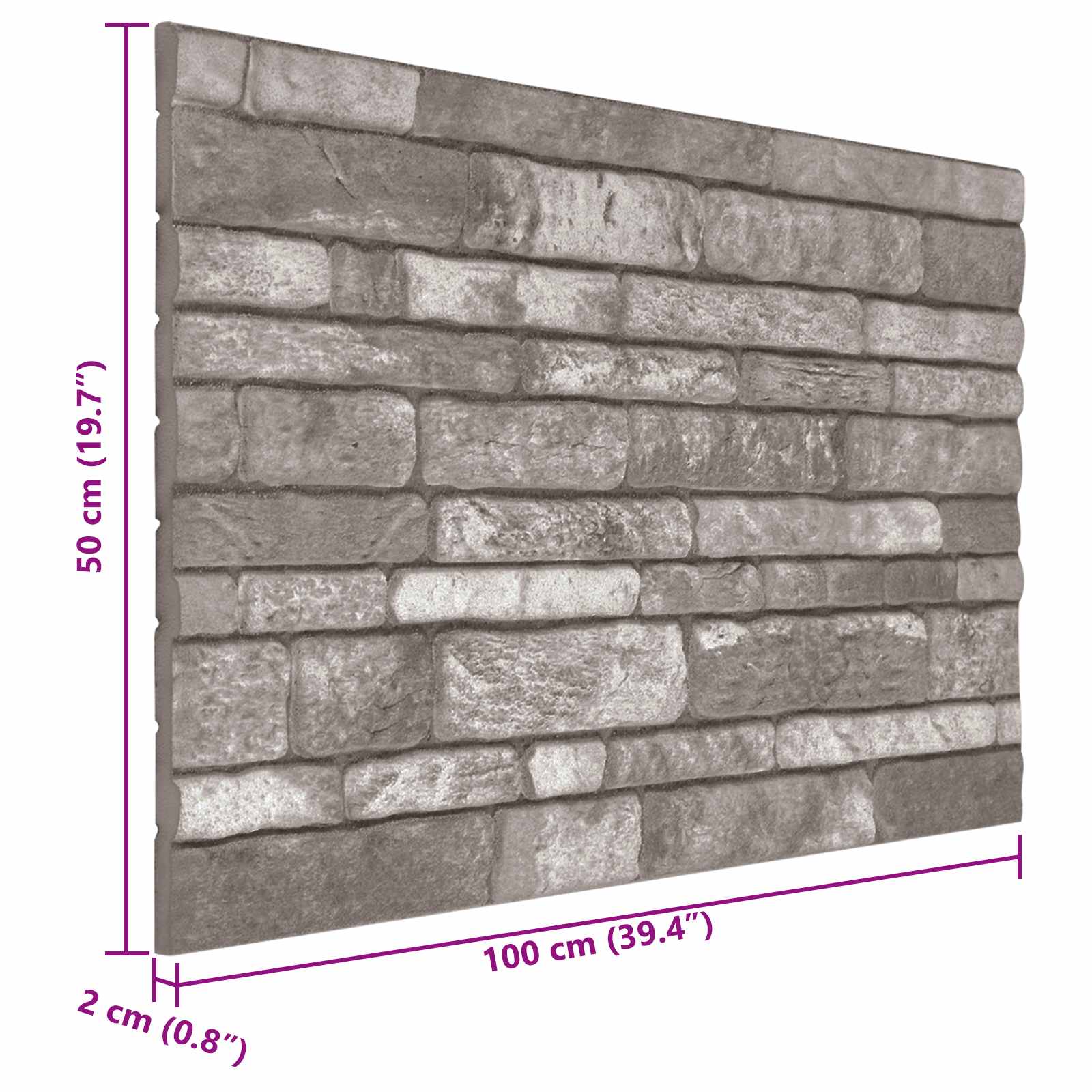 Wandpaneele 10 stk. 100 x 50 cm Dunkelgrau EPS-Schaum