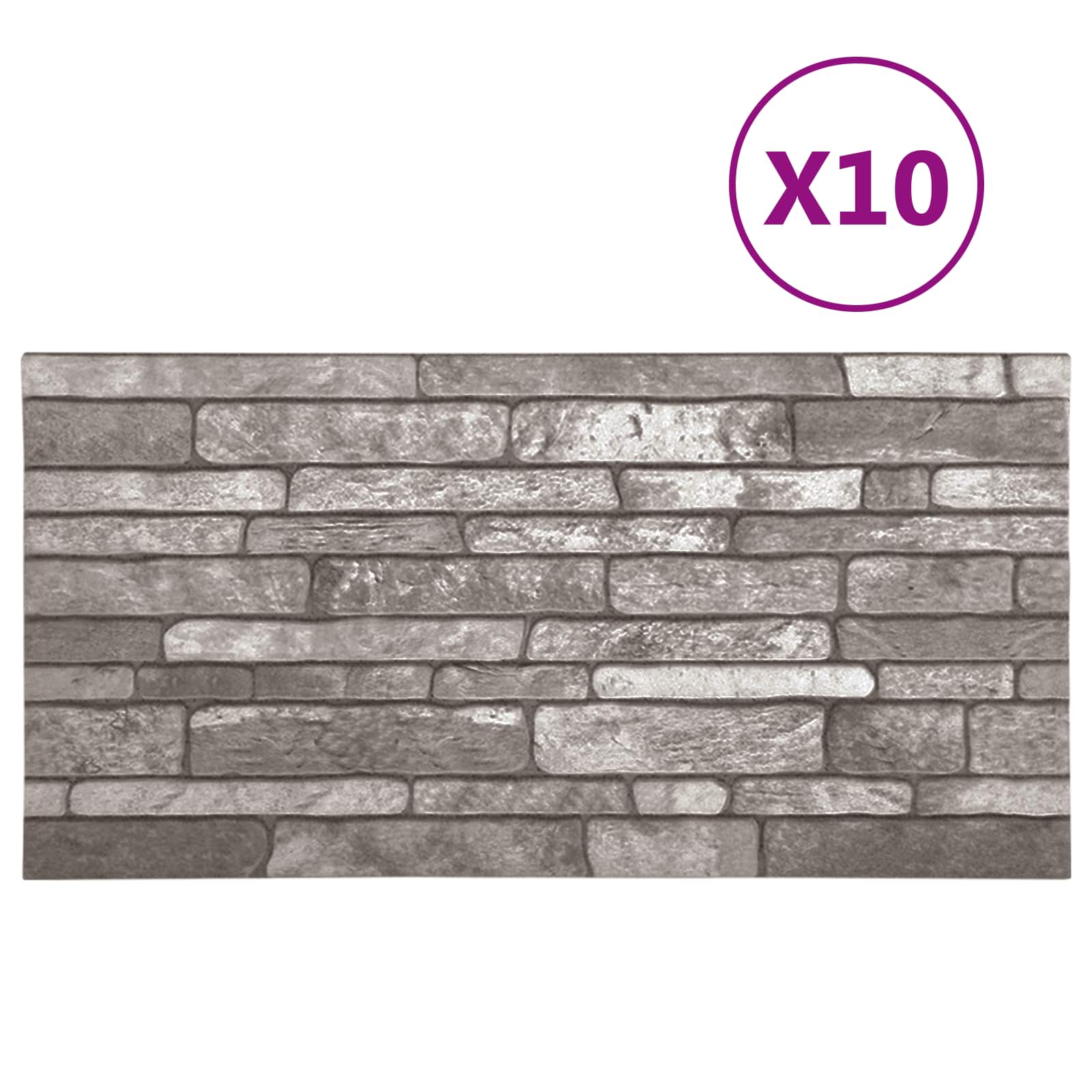 Wandpaneele 10 stk. 100 x 50 cm Dunkelgrau EPS-Schaum