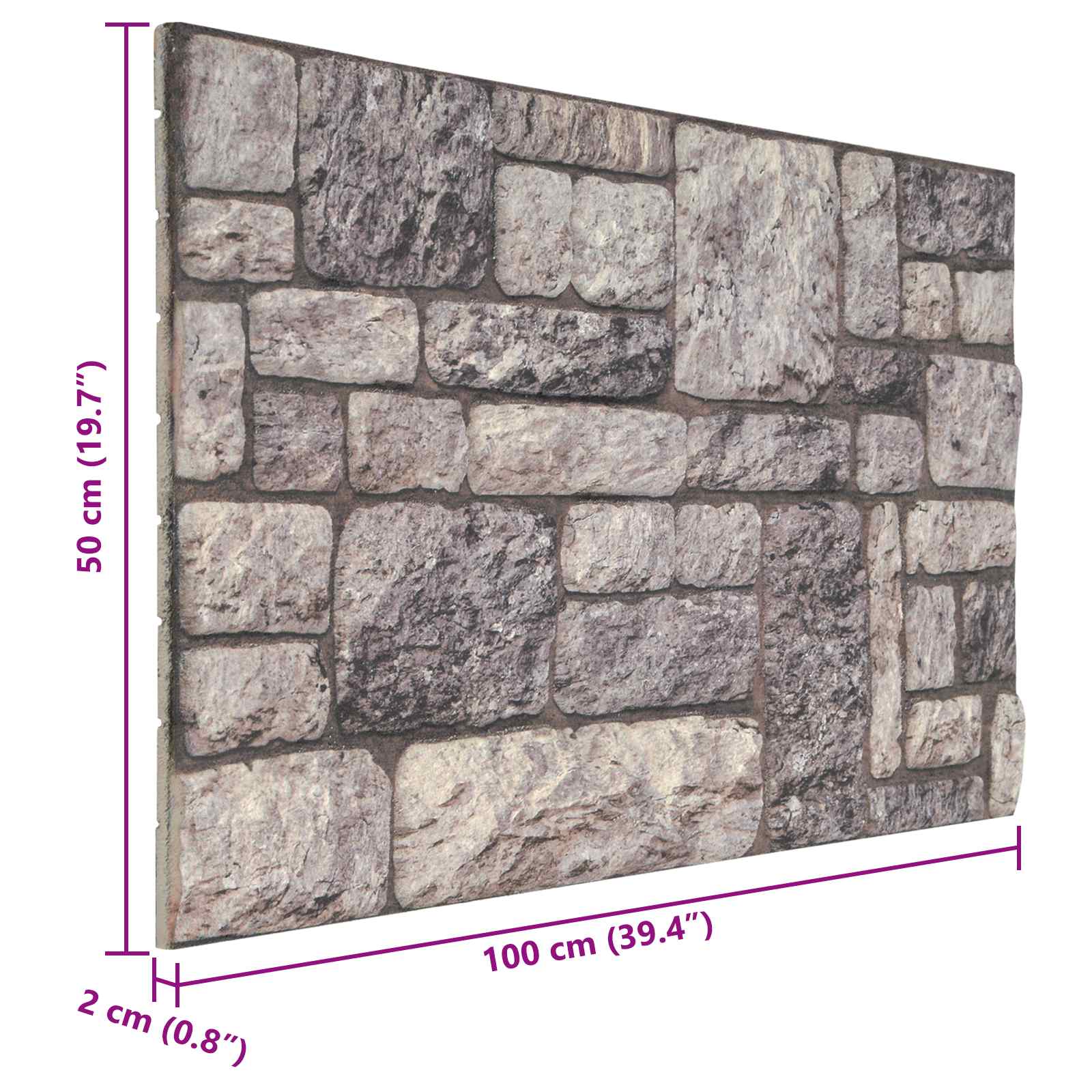 Wandpaneele 10 stk. 100 x 50 cm Grau und Weiß EPS-Schaum