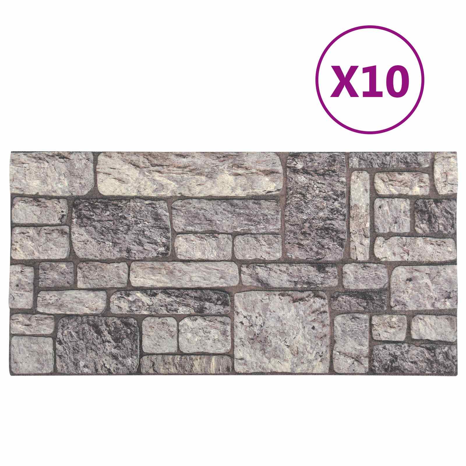 Wandpaneele 10 stk. 100 x 50 cm Grau und Weiß EPS-Schaum