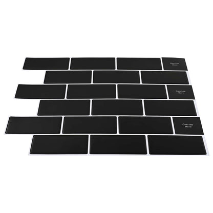 U-Bahn-Fliese 20 Stk. Schwarz 30 x 30 cm Polyurethan und PET