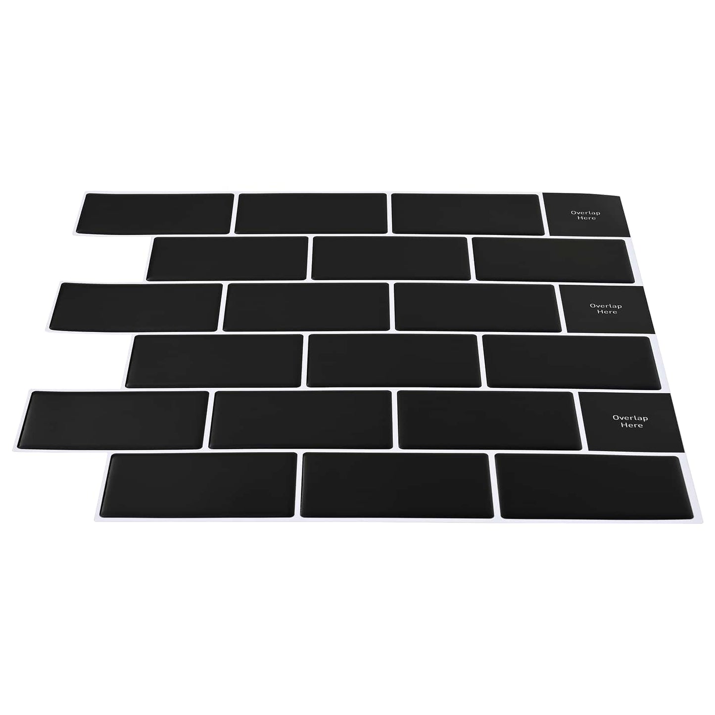 U-Bahn-Fliese 50 Stk. Schwarz 30 x 30 cm Polyurethan und PET