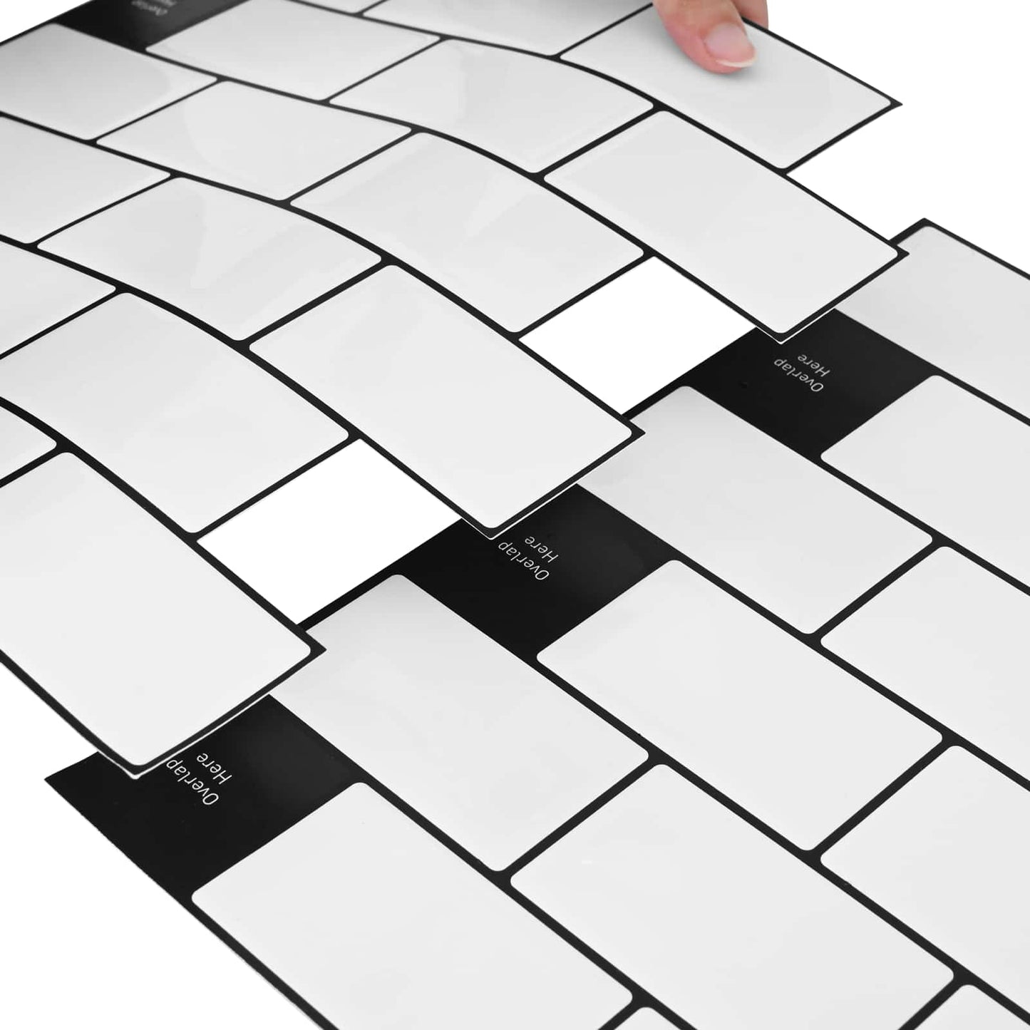 U-Bahn-Fliese 10 Stk. Weiß Schwarz 30 x 30 cm