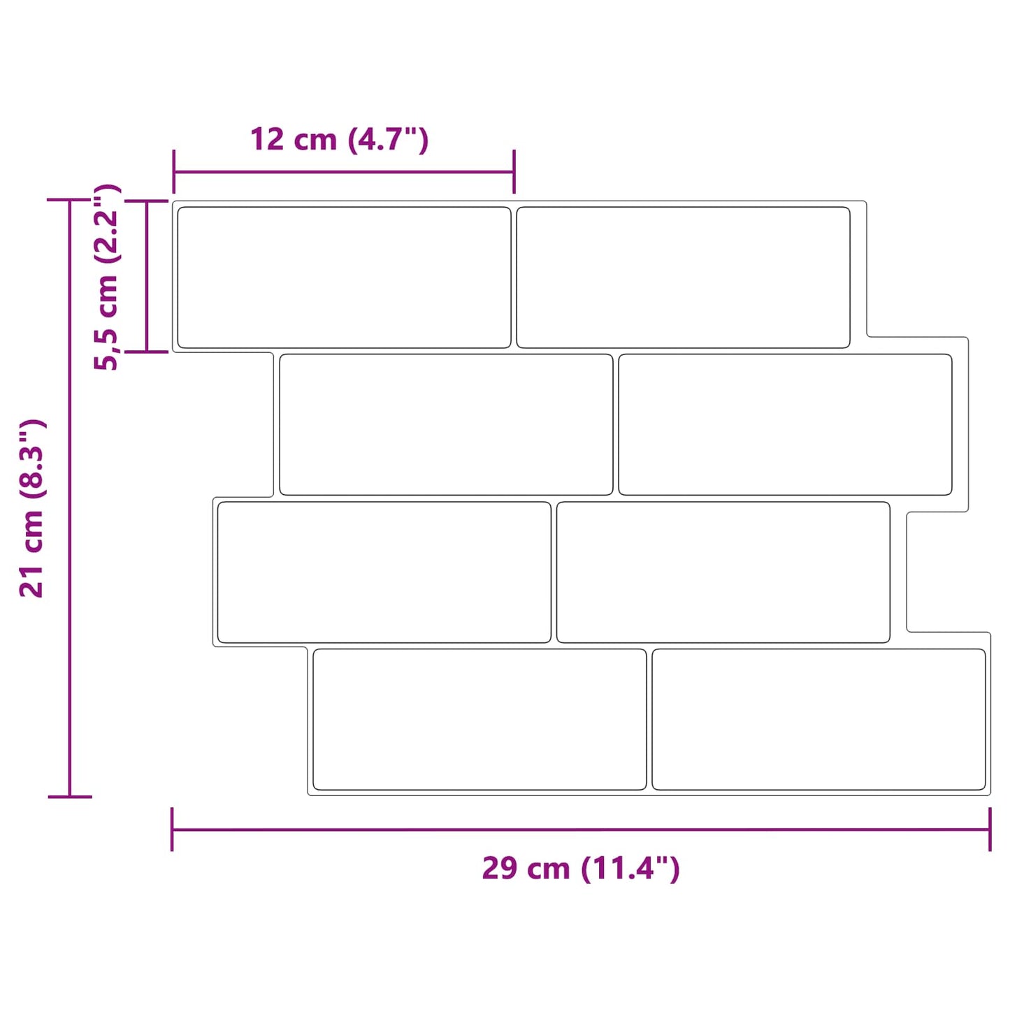 Dekorative Aufkleber 20 stk. Weiß Grau 29 x 21 cm