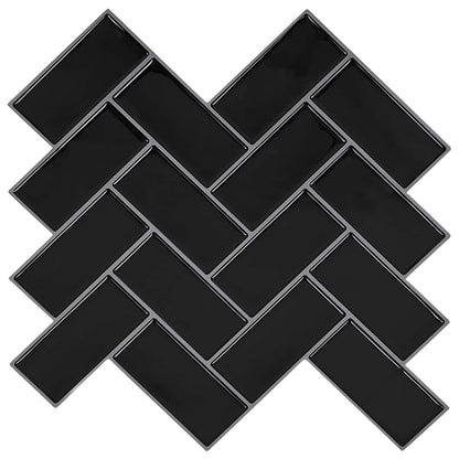 Fischgrätenfliese 10 Stk. Schwarz 30 x 30 cm