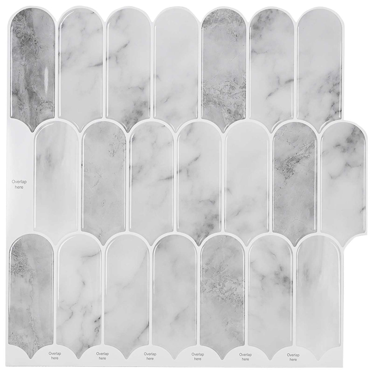Federfliese 20 Stk. Grau Marmor 30 x 30 cm Polyurethan und PET