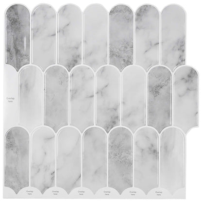 Federfliese 20 Stk. Grau Marmor 30 x 30 cm Polyurethan und PET