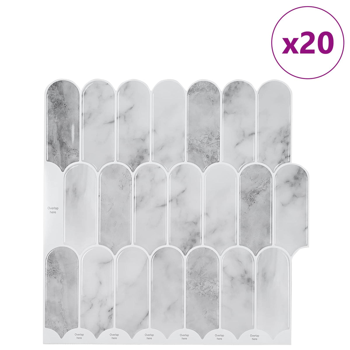 Federfliese 20 Stk. Grau Marmor 30 x 30 cm Polyurethan und PET