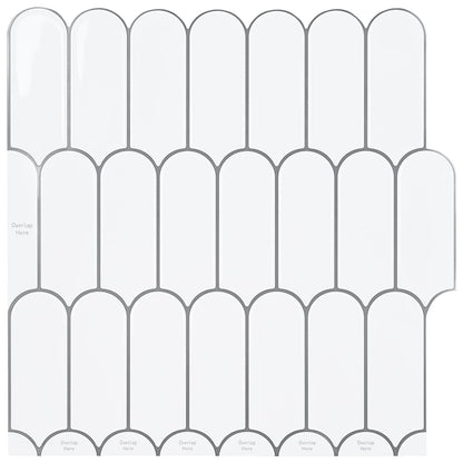 Federfliese 10 Stk. Weiß Grau 30 x 30 cm Polyurethan und PET