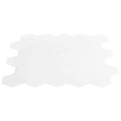 Sechseckige Fliese 10 Stk. Weiß 30 x 30 cm Polyurethan und PET