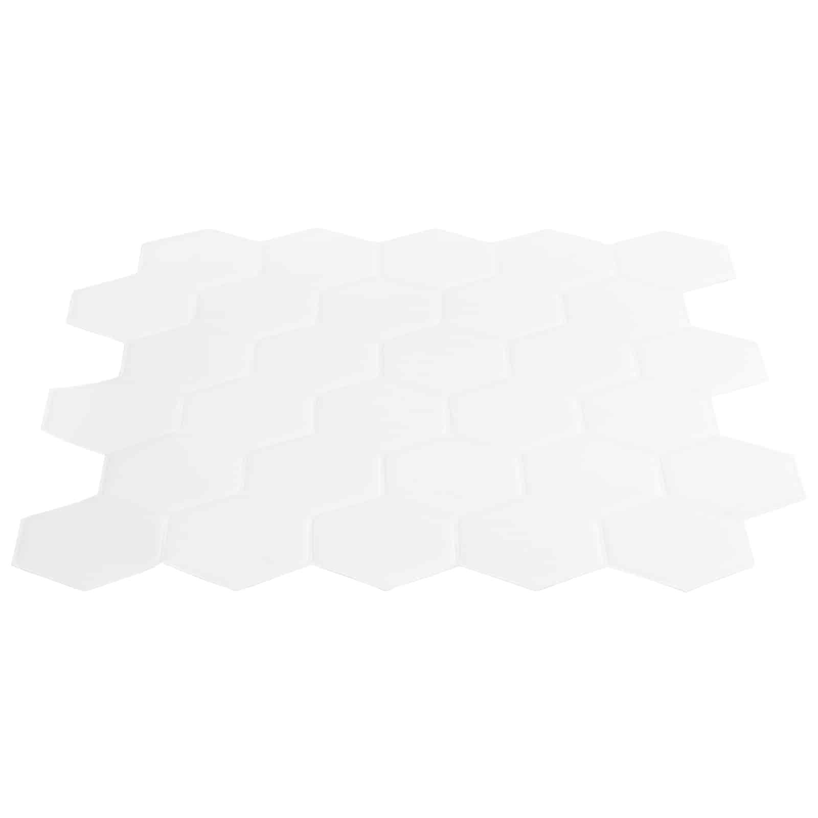 Sechseckige Fliese 20 Stk. Weiß 30 x 30 cm Polyurethan und PET