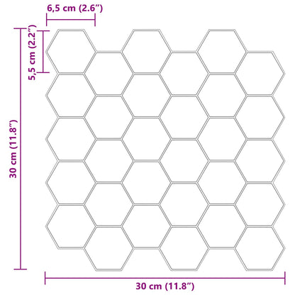 Sechseckige Fliese 20 Stk. Weiß 30 x 30 cm Polyurethan und PET