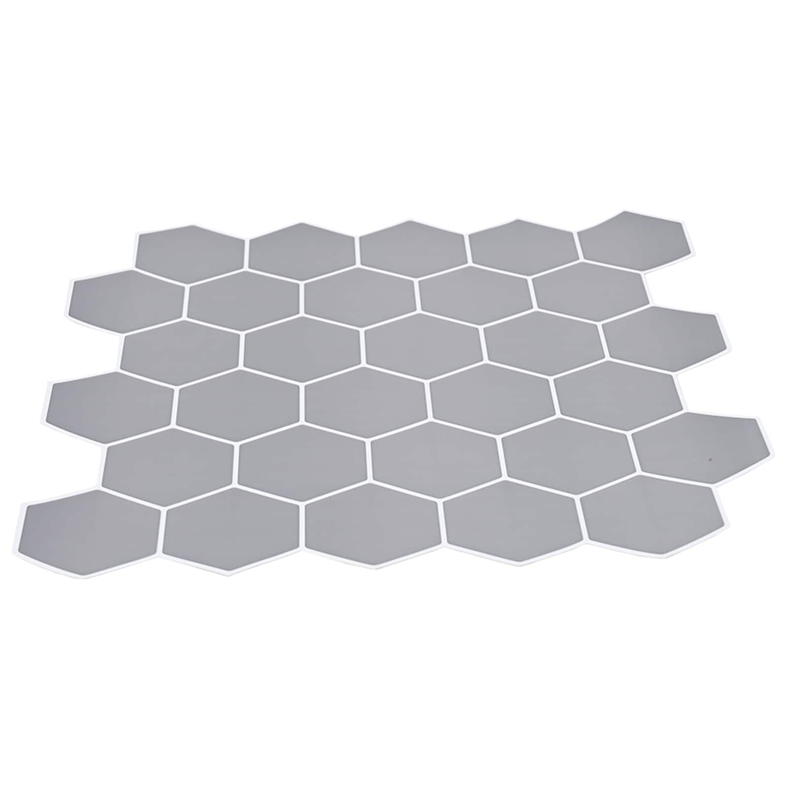 Sechseckige Fliese 20 Stk. Grau 30 x 30 cm Polyurethan und PET