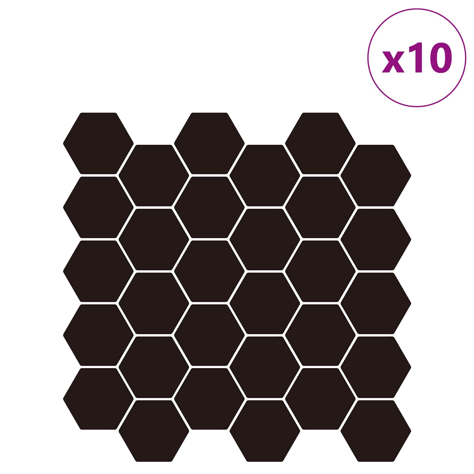 Sechseckige Fliese 10 Stk. Schwarz 30 x 30 cm