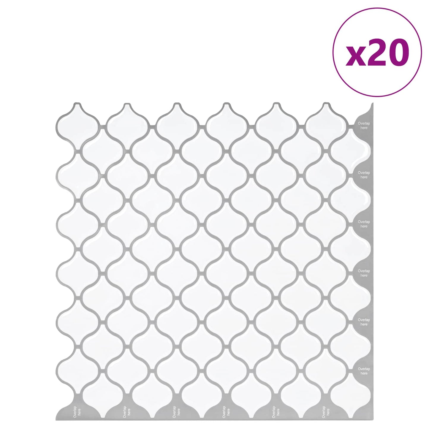 Lanturn Fliese 20 Stk. Weiß 27 x 27 cm Polyurethan und PET