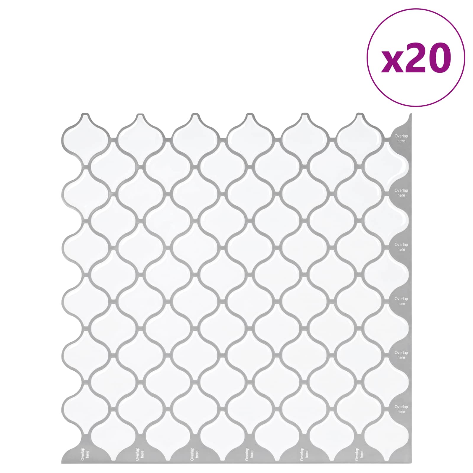 Lanturn Fliese 20 Stk. Weiß 27 x 27 cm Polyurethan und PET