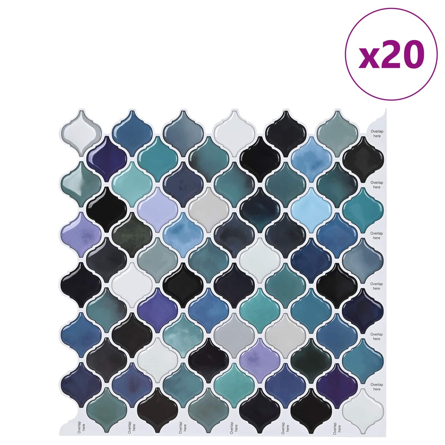 Lanturn Fliese 20 Stk. Blaugrün 27 x 27 cm Polyurethan und PET