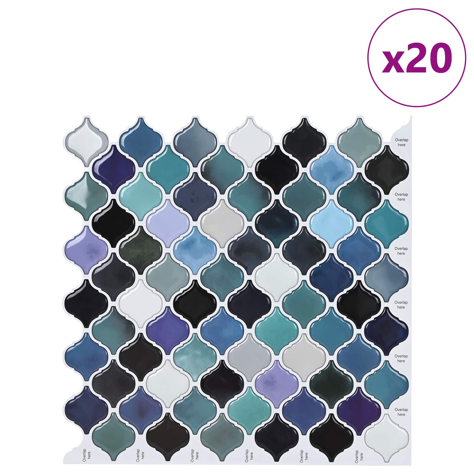 Lanturn Fliese 20 Stk. Blaugrün 27 x 27 cm Polyurethan und PET