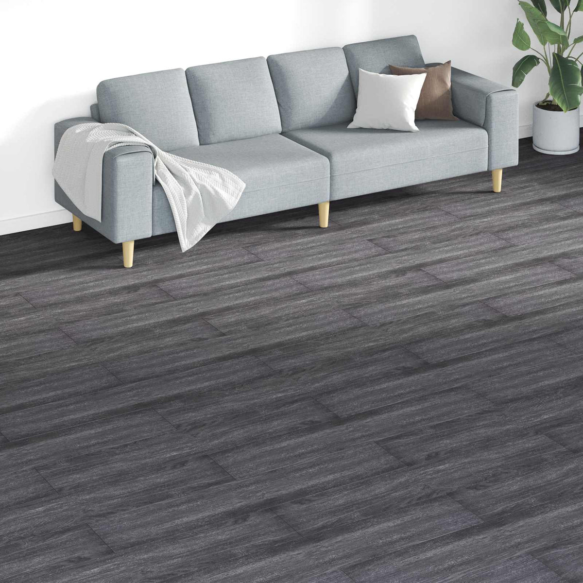 Bodenplanken Schwarz und Weiß 5,26 m² 18 Stk. PVC